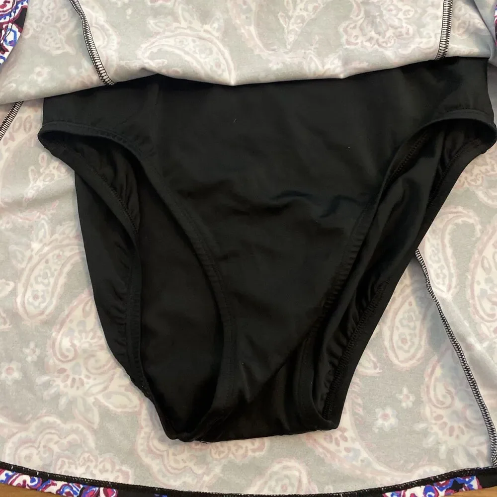 Swim Solutions Women's Paisley-Print Tummy-Control Swim Dress Size 10 NWT $96